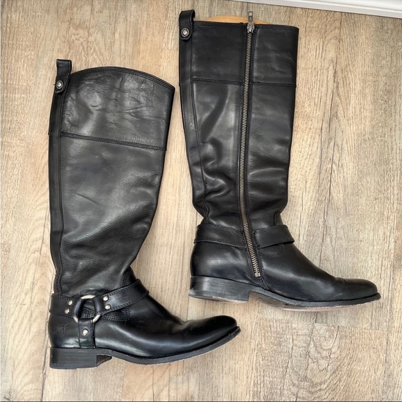 FRYE Melissa Harness Black Boots - Picture 2 of 5